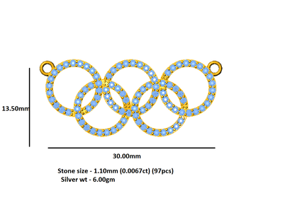 RKC 925 Sterling Silber minimalistischer Moissanit-Charm-Anhänger mit 0,64 ct., 14-karätiges zweifarbiges Gold-Finish, Gewicht 6,00 g, Höhe 13,50 mm
