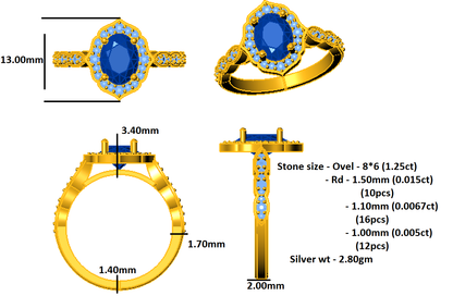 RKC 1,57 ct Saphir-Verlobungsring im Ovalschliff, 925er Silber, 14 Karat Weißgold plattiert, für Damen, Gewicht 2,80 g, Breite 2 mm