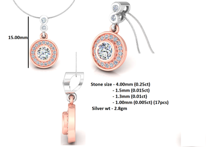 RKC Silver Halo 0,55 CT Moissanit runder Damen-Anhänger, 925er Silber, Gewicht 2,8 g, Höhe 15 mm
