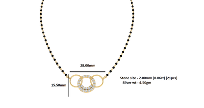 RKC 1,26 Karat Moissanit für Damen, Mangalsutra, 925er Silber, 14 Karat Gelbgold vergoldet, Produktgewicht: 4,50 g, Höhe: 15,50 mm