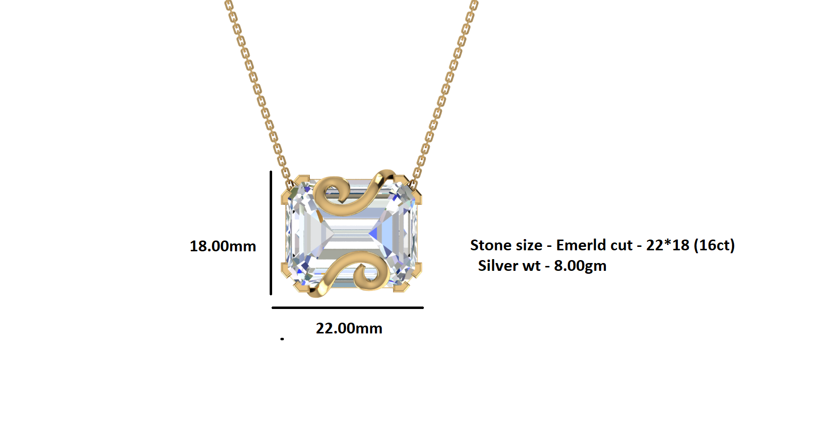 RKC 16 CT Solitär-Anhänger, 925er Silberschmuck, 14 Karat Roségold vergoldet, Gewicht 8,00 GM, Höhe 18,00 mm