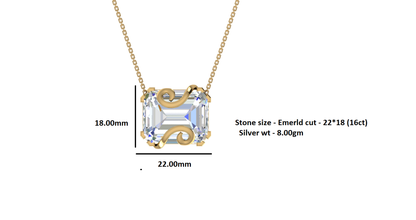 RKC 16 CT Solitär-Anhänger, 925er Silberschmuck, 14 Karat Roségold vergoldet, Gewicht 8,00 GM, Höhe 18,00 mm