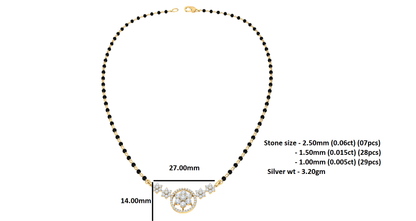 RKC Moissanite da 0,98 ct da donna Mangalsutra in argento 925 placcato in oro bianco 14k Peso del prodotto 3,20 g Altezza 14,00 mm