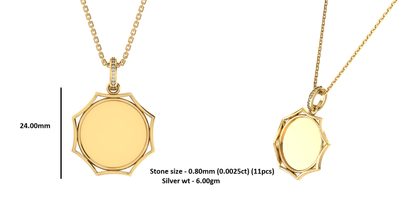 RKC 14k Yellow Gold Plated Round Cut Moissanite Photo Pendant Necklace With Chain 18 Inch