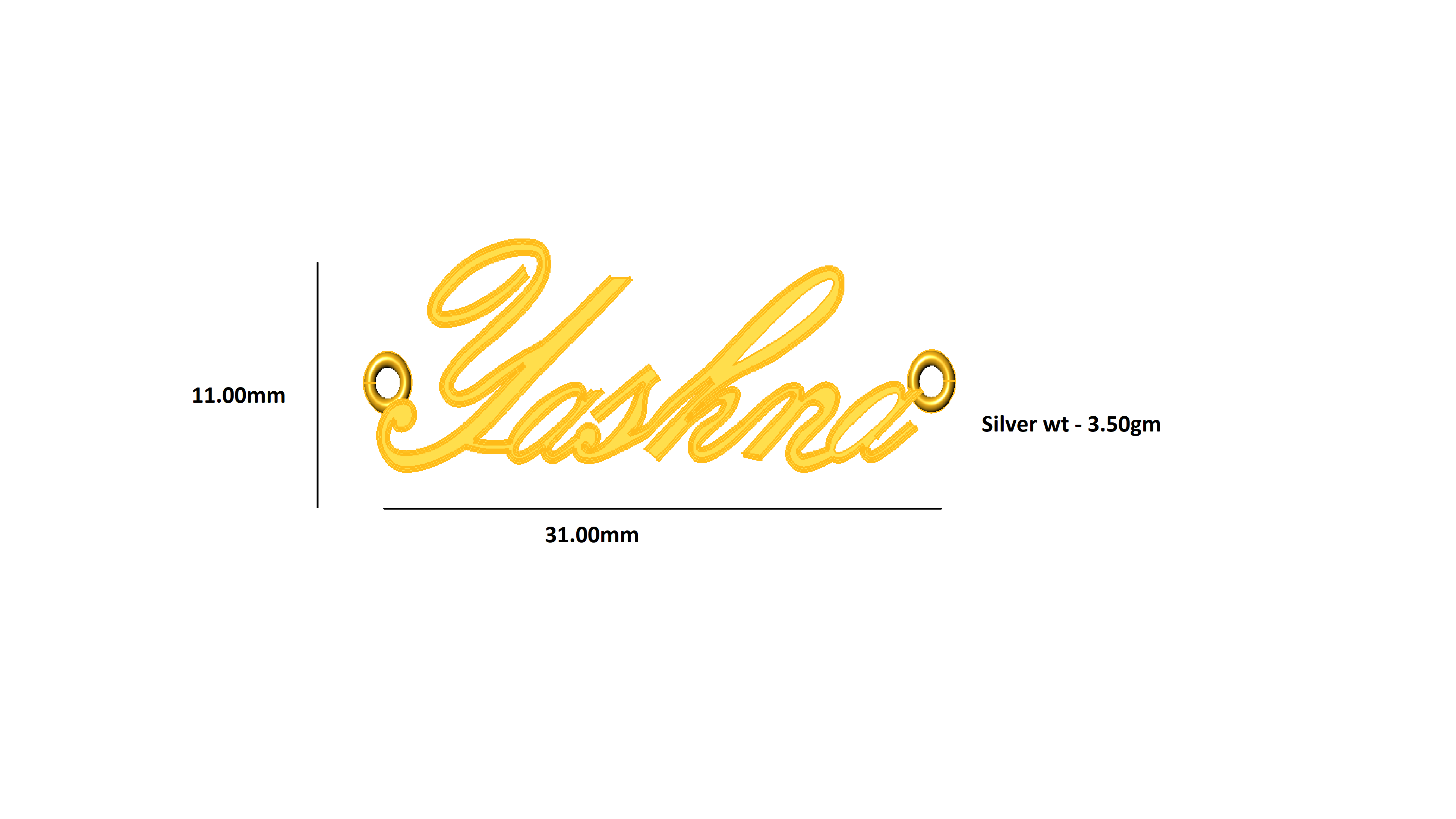 Ciondolo unisex con nome personalizzato RKC, argento sterling 925, placcato in oro bianco 14 carati, peso 3,50 g, altezza 11,00 mm