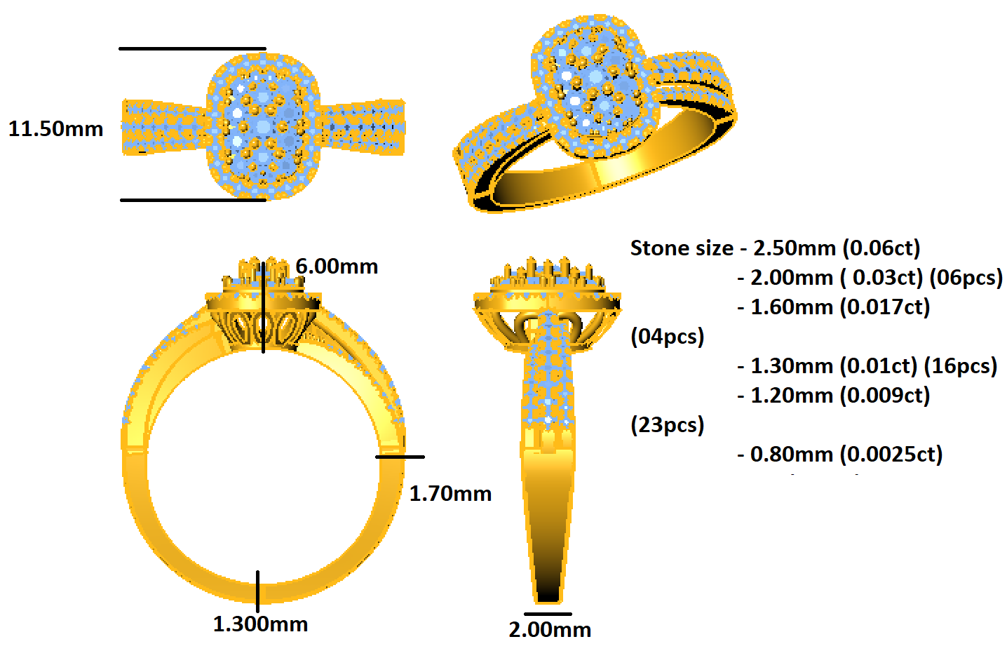 RKC Moissanit-Verlobungsringe aus 925er-Sterlingsilber mit 14-karätigem Weißgold vergoldet, Ring für Sie, Gewicht 4 g, Breite 2 mm