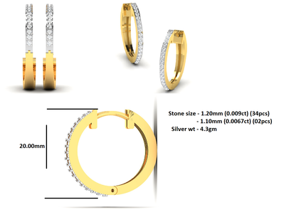 RKC 925 Sterling Silber runder Creolen-Damenohrring, 14 Karat Rose über 4,3 GM, Höhe 20,00 mm