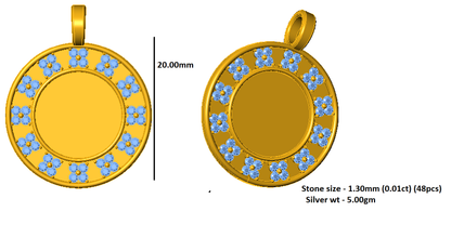 Ciondolo con foto Halo in Moissanite da 0,48 ct, gioielli in argento 925, placcato in oro giallo 14 carati, peso 5 g, altezza 20 mm