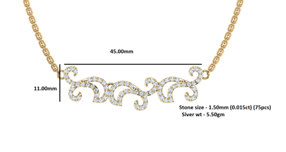 Collana affascinante con moissanite RKC 1.1 CT Argento 925 placcato oro rosa 14k Peso del prodotto 5,50 GM Altezza 11,00 MM