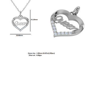 Ciondolo a forma di cuore in moissanite da 0,22 ct, gioielli in argento 925, placcato in oro rosa 14 carati, peso 4,80 g, altezza 25,20 mm