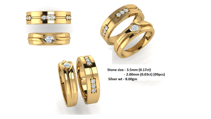 RKC Runde 0,44 Karat Moissanit-925-Silber-Hochzeitspaar-Bänder für die Braut, 14 Karat Roségold vergoldet, Gewicht 8 g