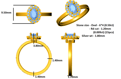 Fede nuziale RKC ovale in moissanite Halo in argento 925 placcato in oro giallo 14 carati per donna, peso 1,80 ct, larghezza 1,70 mm