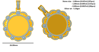 RKC 0,87 Karat Moissanit-Blumenfoto-Anhänger, 925er Silberschmuck, 14 Karat Gelbgold vergoldet, Gewicht 5,50 g, Höhe 26 mm