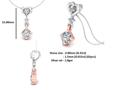 RKC Anello a cuore con pendente in argento con moissanite da 0,40 ct, finitura in oro giallo 14 carati, peso 2,8 g, altezza 15 mm