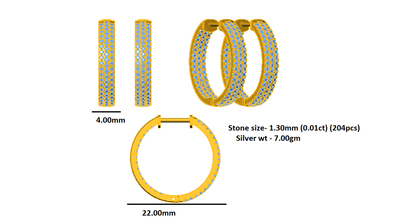 RKC 925 Sterling Silber Hoops & Huggies Damen-Ohrring, 14 Karat Gelb über Produktgewicht 7,00 GM, Höhe 22,00 mm