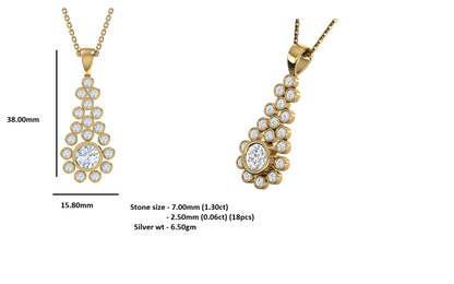 RKC 2,38 CT Moissanit-Tropfenanhänger, 925er Silberschmuck, 14 Karat Roségold vergoldet, Gewicht 6,50 g, Höhe 38,00 mm