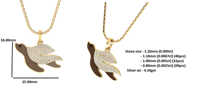 RKC 0.49 CT Moissanite Sea turtle Pendant 925 Silver Jewelry 14K Yellow Gold Plated Wt 4.50 GM Height 16.00 MM