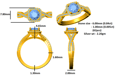 RKC Runder Moissanit-Hochzeits-Cross-Cross-Ring aus 925er Sterlingsilber, 14 Karat Roségold mit einem Gewicht von 2,20 g und einer Breite von 2 mm