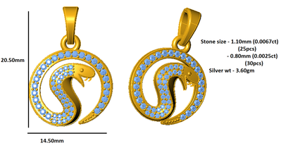 RKC 0,24 Karat Moissanit-Schlangenanhänger, 925er Silberschmuck, 14 Karat Roségold vergoldet, WT 3,60 g, Höhe 20,50 mm