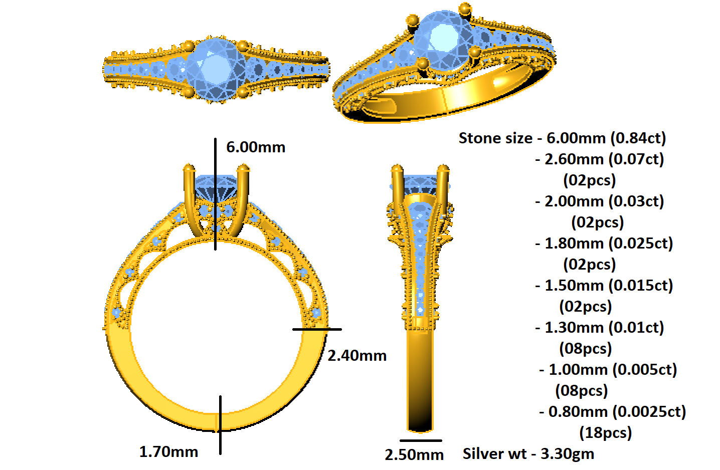 RKC Anello rotondo con Moissanite per fidanzata Argento sterling 925 in ceramica nera Peso 3,30 g Larghezza 2,50 MM