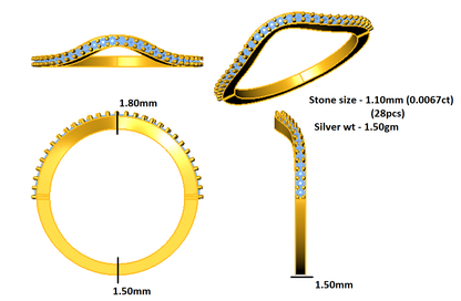 RKC Rundschliff-Moissanit-Verlobungsring, 925er Silber, 14 Karat Gelbgold plattiert, für Damen, Gewicht 1,50 g und Breite 1,50 mm