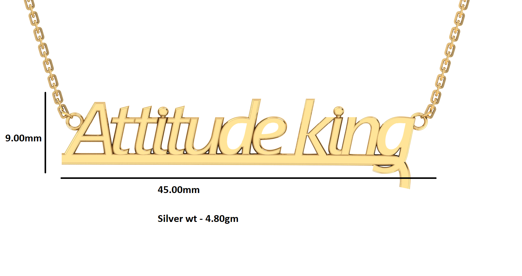 RKC Halskette mit Buchstaben- und Wort-Anhänger, 925er Silber, Schmuck, 14 Karat Gelbgold plattiert, Produktgewicht: 4,80 GM, Höhe: 9,00 mm
