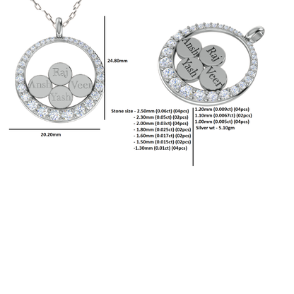 Ciondolo con nome Moissanite da 0,68 ct, gioielli in argento 925, placcato in oro giallo 14 carati, peso 5,10 g, altezza 24,80 mm