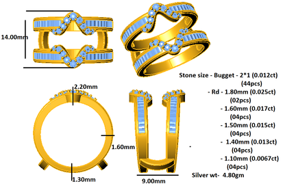RKC 0,79 Karat Moissanit-Verlobungsring, 925er Silber, 14 Karat Gelbgold vergoldet, für Damen, 4,80 g und Breite 9 mm