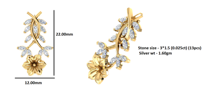 Spilla RKC Moissanite in argento sterling 925, placcata in oro rosa 14 carati, peso prodotto 1,60 GM, altezza 22,00 MM