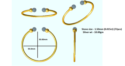 RKC Damen-Armreif aus 925er-Sterlingsilber, Karatgewicht: 1,08 CT, mit mehreren Edelsteinen, 14 Karat rosévergoldet, Produktgewicht: 10,00 GM, Höhe: 50,00 mm