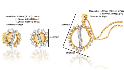 RKC 925 Silber, insgesamt 3,51 ct Moissanit-Anhänger mit einem Gesamtgewicht von 4,40 g und einem Gewicht von 4,00 g Ohrring, besetzt mit 14-karätigem Gelbgold