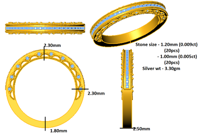 RKC Rundschliff-Moissanit-Ewigkeitsring für Damen, 925er-Silber, plattiert mit 14 Karat Gelbgold, Gewicht 3,30 g, Breite 2,50 mm