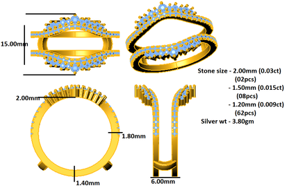 RKC Moissanit Enhancer Guard Ring für Damen, Ehering, 925er Silber, 14 Karat Gelbgold vergoldet, Gewicht 3,80 g, Breite 6 mm