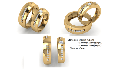 RKC 925 Sterling Silber Moissanit Paar Ringbänder für Sie und Ihn, 14K Weißgold vergoldet, Gewicht 7 g