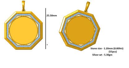 RKC 0,49 Karat Saphir-Foto-Anhänger, 925er Silberschmuck, 14 Karat Roségold vergoldet, Gewicht 5,30 g, Höhe 25,50 mm