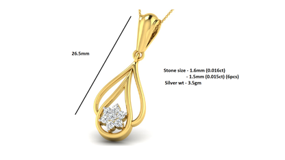 Ciondolo da donna in argento sterling RKC con goccia di moissanite da 0,31 ct, finitura in oro bianco 14 carati, peso 3,5 g, altezza 26,5 mm