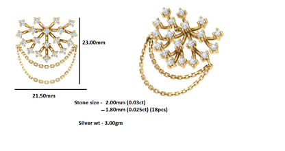 Spilla RKC Moissanite in argento sterling 925 placcata in oro giallo 14 carati Peso del prodotto 3,00 GM Altezza 23,00 MM