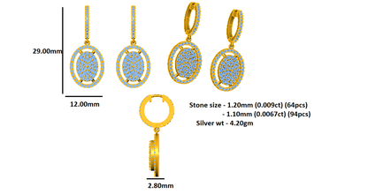 RKC 925 Sterling Silber Tropfen-Ohrhänger für Damen, 14 Karat Gelb, Gesamtgewicht 4,20 GM, Höhe 29,00 mm