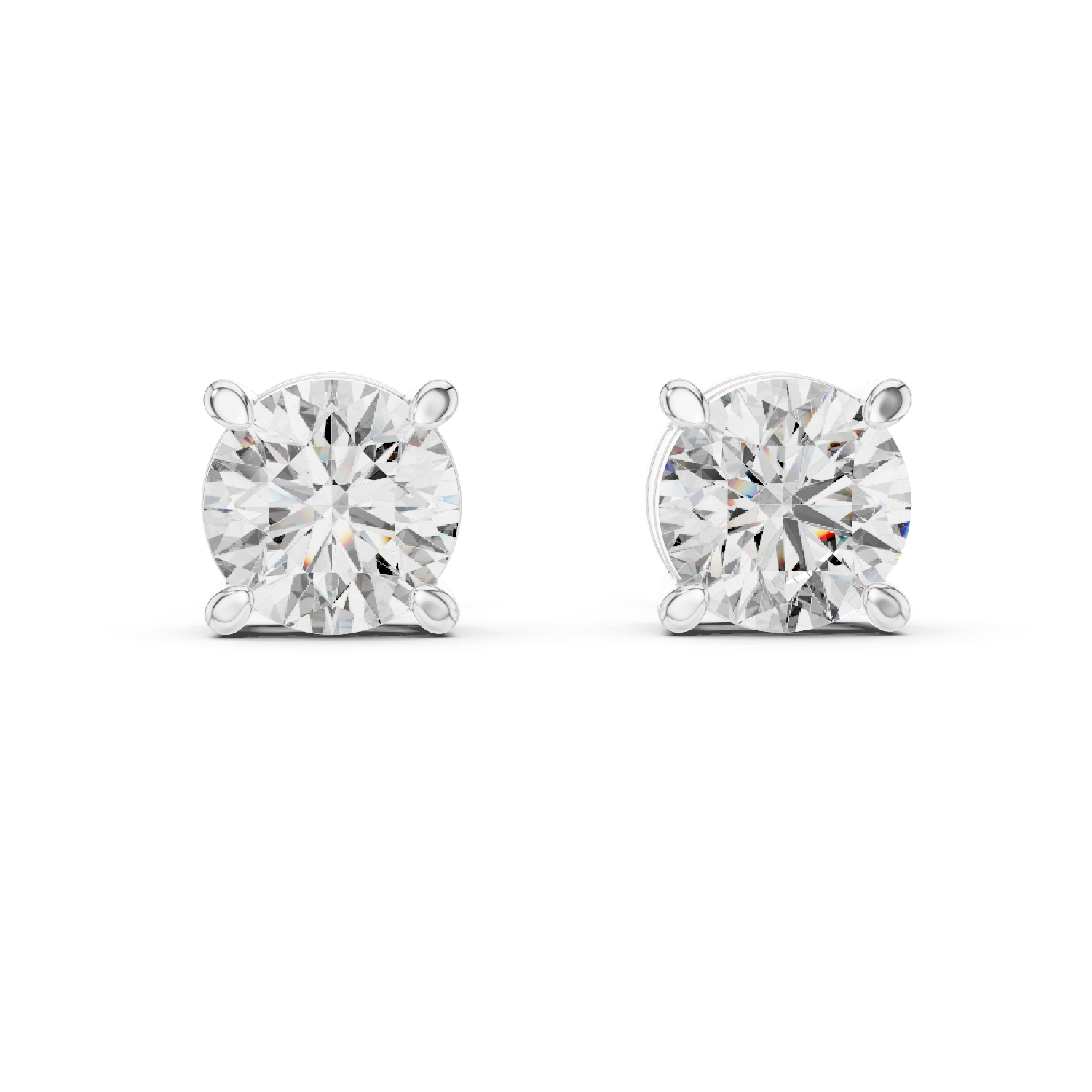 925 Silver 2 CT Round Moissanite Stud Earrings 14k Gold Plated