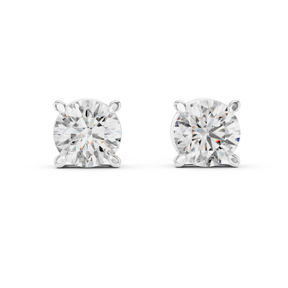 925 Silver 2 CT Round Moissanite Stud Earrings 14k Gold Plated