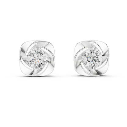 925 Silver 2 CT Swirl / Pinwheel Solitaire Moissanite Stud Earrings 14k Gold Plated