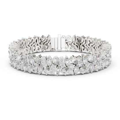 925 Silver Multishape Moissanite Tennis Bracelet 14K Gold Plated