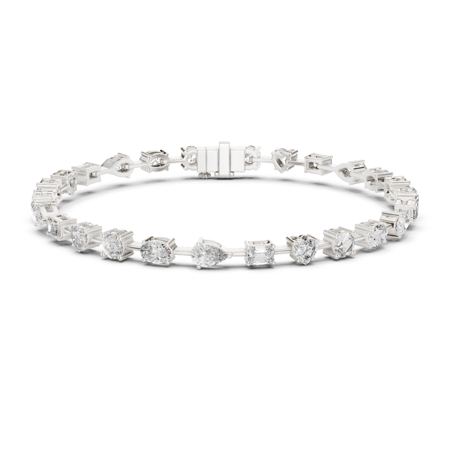 925 Silver Mixed Cut Moissanite Tennis Bracelet 14K Gold Plated