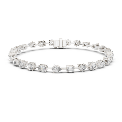 925 Silver Mixed Cut Moissanite Tennis Bracelet 14K Gold Plated