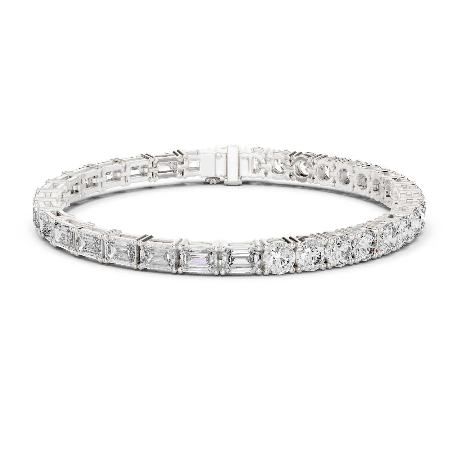 925 Silver Mixed-Cut Moissanite Tennis Bracelet – 14K Gold Finish