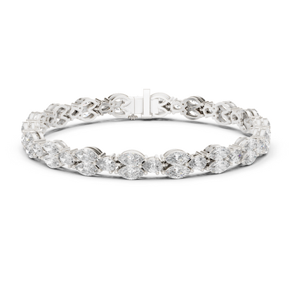 925 Silver Marquise Moissanite Leaf Vine Tennis Bracelet – 14k Gold Plated