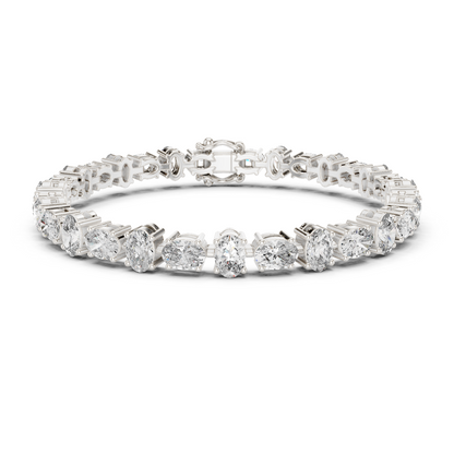 925 Silver Alternating Oval-Cut Moissanite Tennis Bracelet 14K Gold Plated
