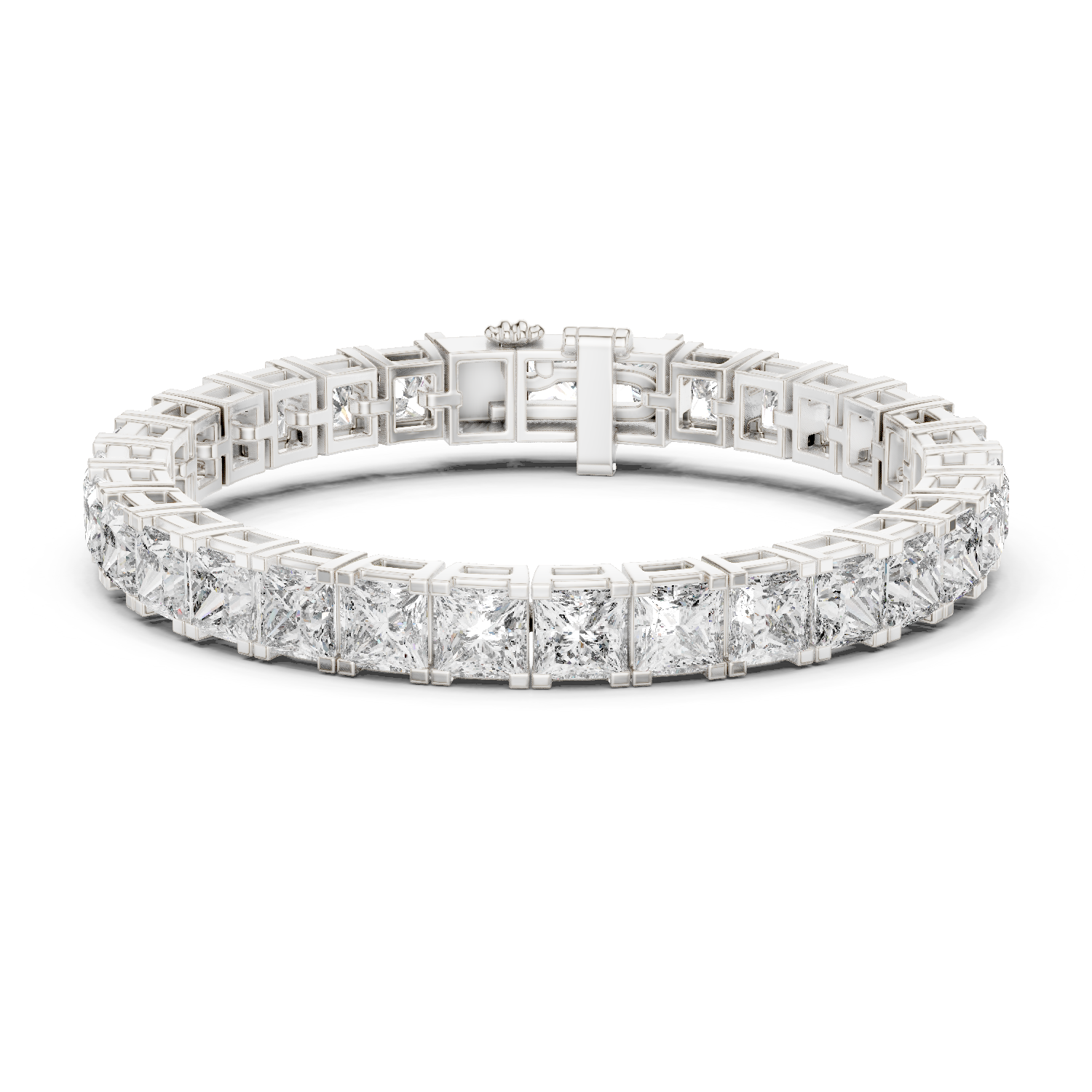 Princess Cut Moissanite Tennis Bracelet in 925 Silver – 14k Gold Finish