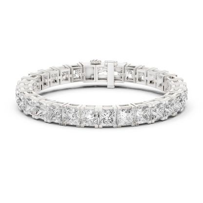 Princess Cut Moissanite Tennis Bracelet in 925 Silver – 14k Gold Finish