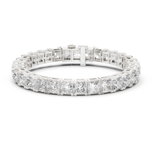 Princess Cut Moissanite Tennis Bracelet in 925 Silver – 14k Gold Finish